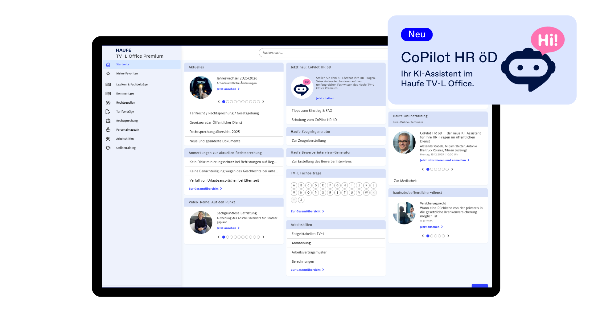Haufe TV-L Office Premium - Die umfassende HR-Software zum Personal- und Arbeitsrecht für den öffentlichen Dienst der Länder.