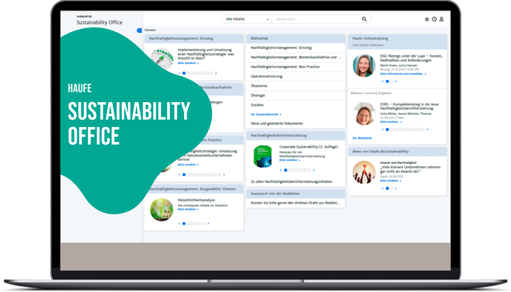 Haufe Sustainability Office - Die aktuelle Fachdatenbank für alle Nachhaltigkeits-Verantwortlichen