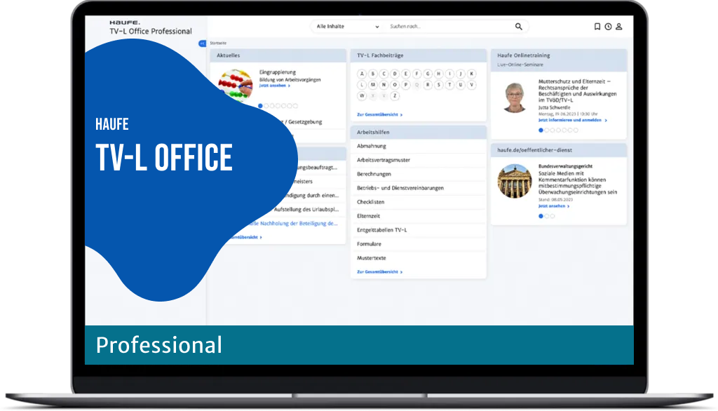 Haufe TV-L Office Professional - Ihre erweiterte HR-Software für die Länder mit Online-Seminaren.