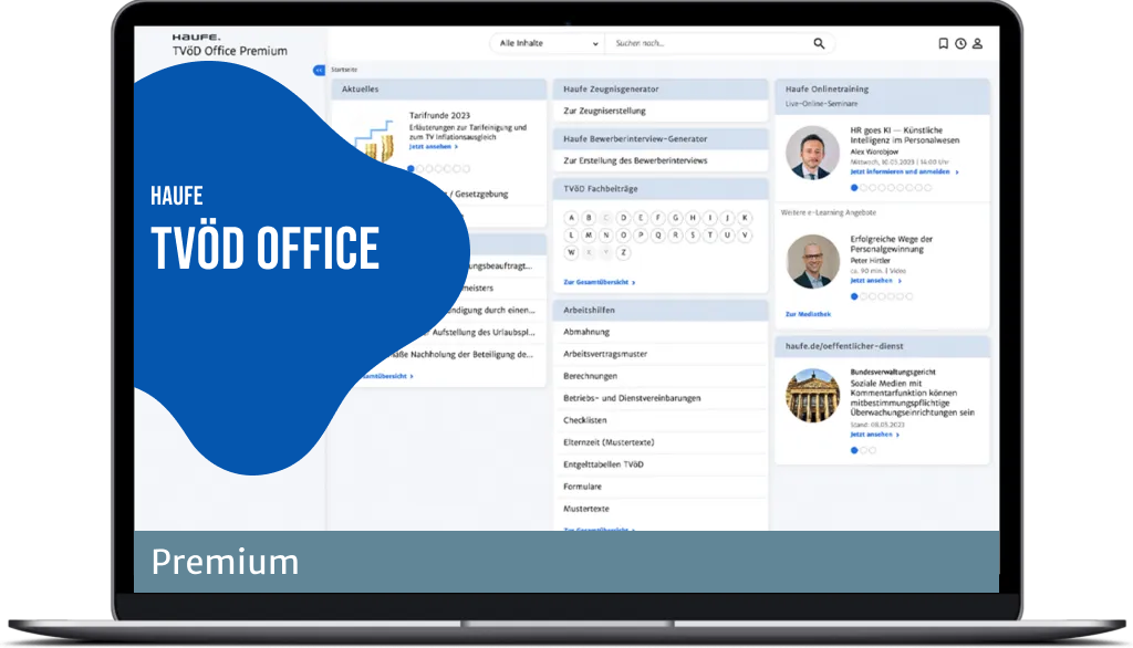 Haufe TVöD Office Premium für die Verwaltung - Die marktführende und umfassende HR-Software für TVöD und TV-V.