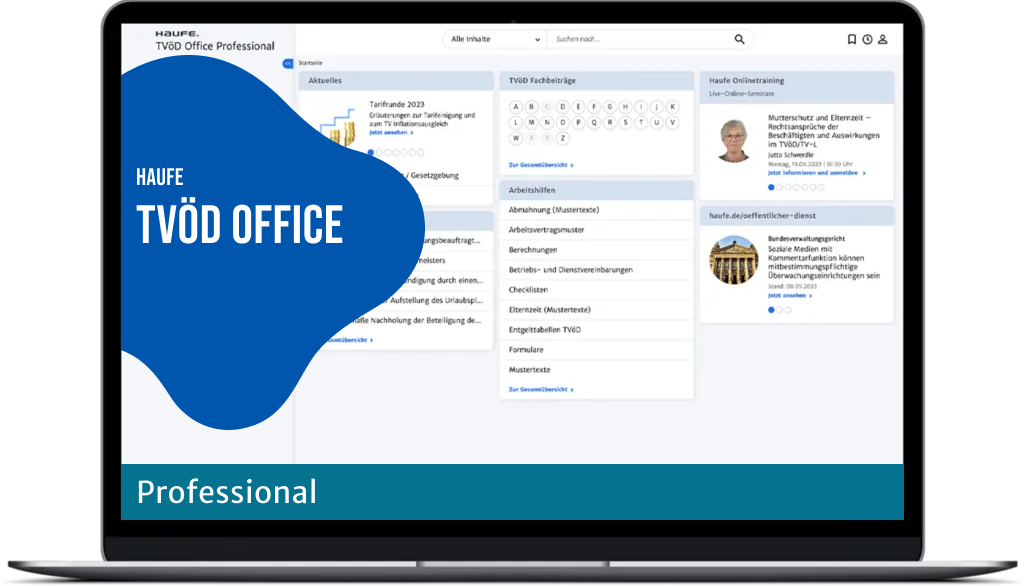 Haufe TVöD Office Professional für die Verwaltung - Ihre erweiterte HR-Software für TVöD und TV-V mit Online-Seminaren.