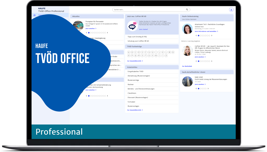 Haufe TVöD Office Professional für die Verwaltung - Ihre erweiterte HR-Software für TVöD und TV-V.